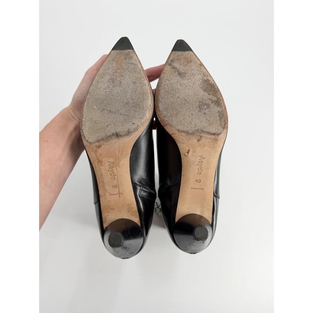 Aeyde Sofie Black Nappa Leather Pointed Toe Kitten Heel Ankle Boots Size 40 EU 9 - Picture 6 of 13